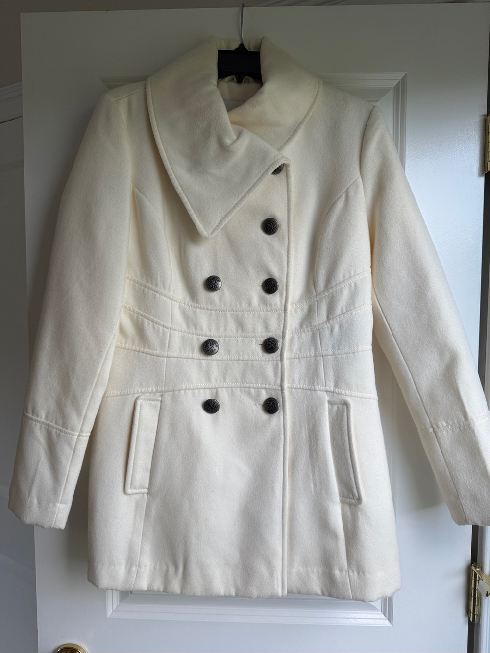 Jessica Simpson Cream Double-Breasted Pea Coat -WORN ONCE!!